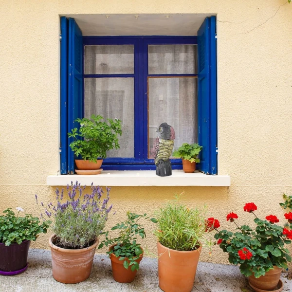 Figurka sowa odstraszacz przeciwko ptakom na balkon ogród 38 x 16 x 18 cm