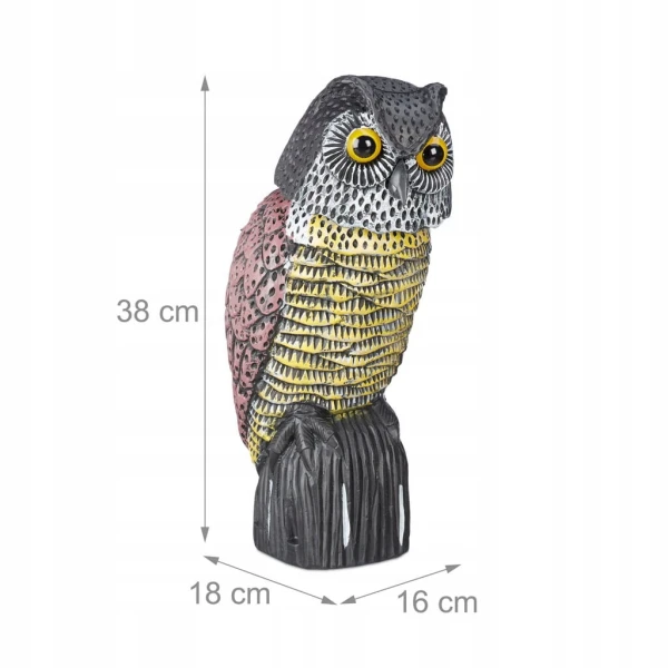 Figurka sowa odstraszacz przeciwko ptakom na balkon ogród 38 x 16 x 18 cm