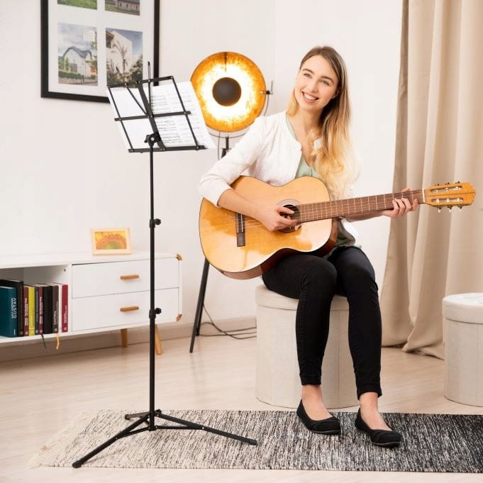 Stojak na nuty Relaxdays + pokrowiec czarny