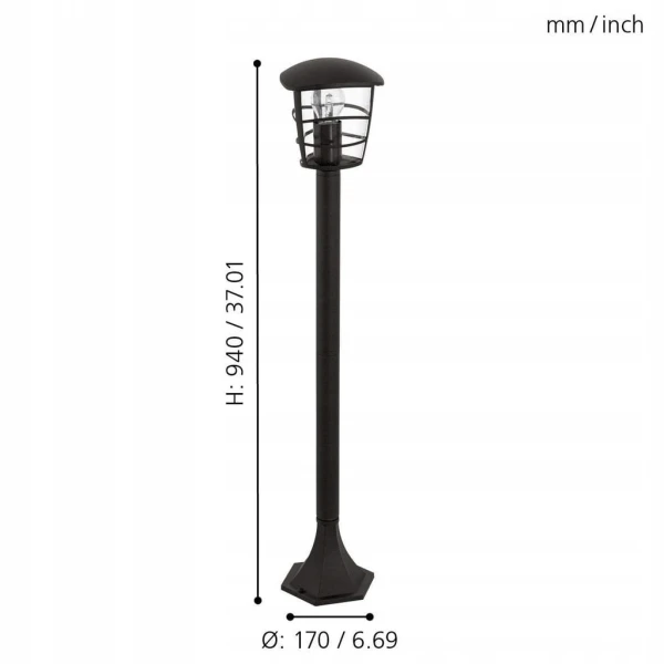 Słupek oświetleniowy Eglo ALORIA 93408 E27 94 cm czarny