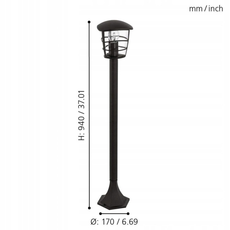 Słupek oświetleniowy Eglo ALORIA 93408 E27 94 cm czarny