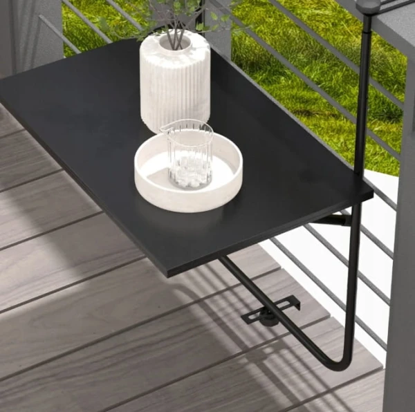 Stolik balkonowy do zawieszenia, metalowy, 62 x 60 cm, czarny Outsunny