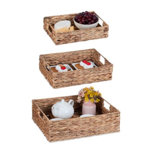 Relaxdays Zestaw 3 tac kuchennych, koszyczków łazienkowych