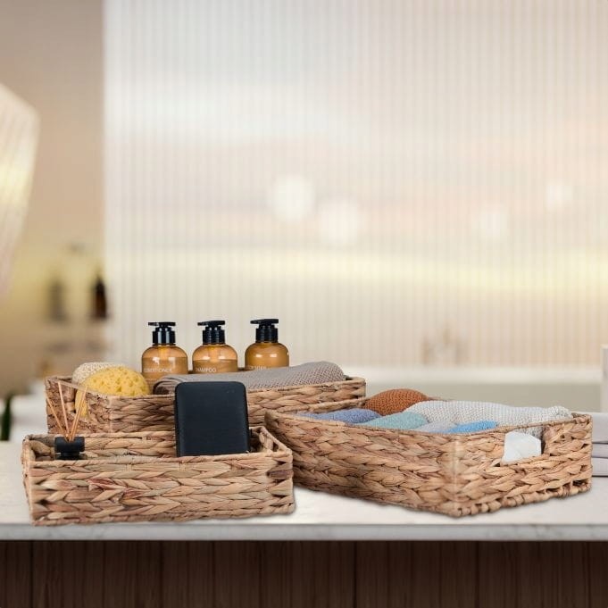 Relaxdays Zestaw 3 tac kuchennych, koszyczków łazienkowych