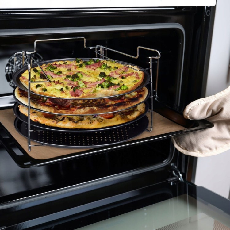 Relaxdays Zestaw 4 blach do pizzy na stojaku