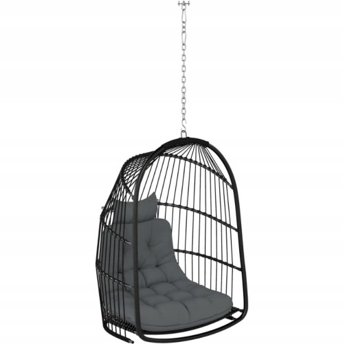 Wiszący fotel z poduszką, rattan, składany, do 150 kg, ciemnoszary Outsunny