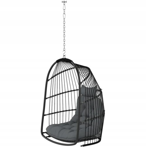 Wiszący fotel z poduszką, rattan, składany, do 150 kg, ciemnoszary Outsunny