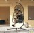 Wiszący fotel z poduszką, rattan, składany, do 150 kg, ciemnoszary Outsunny