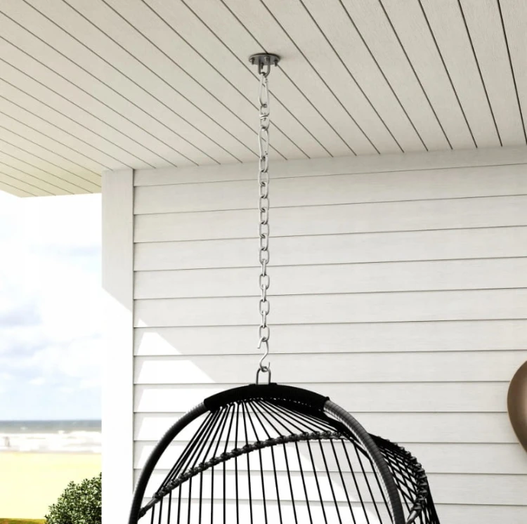 Wiszący fotel z poduszką, rattan, składany, do 150 kg, ciemnoszary Outsunny