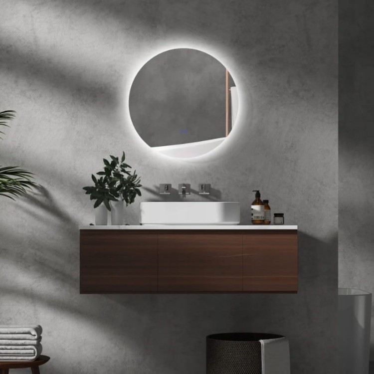 Lustro łazienkowe 60cm, oświetlenie LED, dotykowy, funkcja odmgładzania