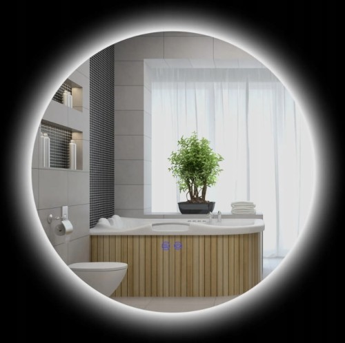 Lustro łazienkowe 60cm, oświetlenie LED, dotykowy, funkcja odmgładzania