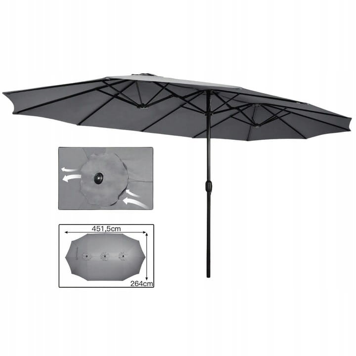 Parasol ogrodowy 451 x 243 cm szary Costway