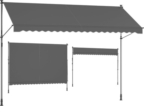 Markiza z regulacją wysokości 400 x 120 cm tkanina, kolor antracytowy