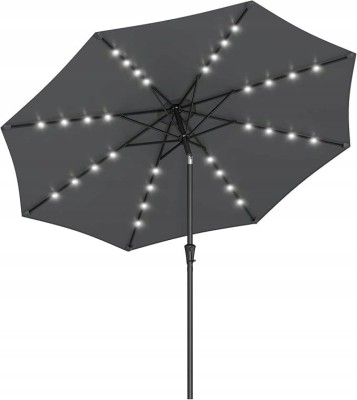Parasol z oświetleniem solarnym LED szary 270 x 241 cm Songmics