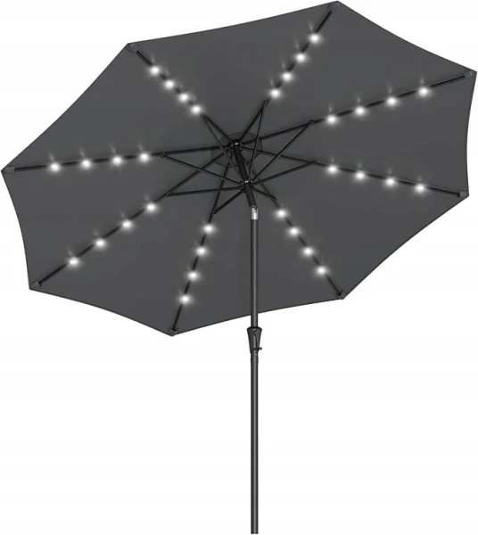 Parasol z oświetleniem solarnym LED szary 270 x 241 cm Songmics