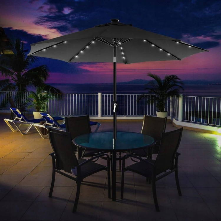 Parasol z oświetleniem solarnym LED szary 270 x 241 cm Songmics