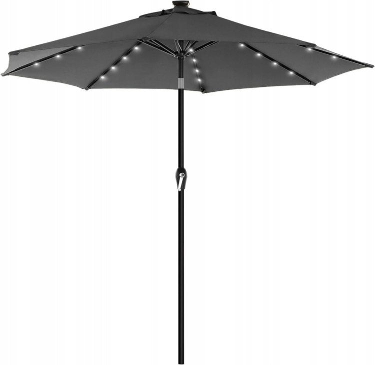 Parasol z oświetleniem solarnym LED szary 270 x 241 cm Songmics