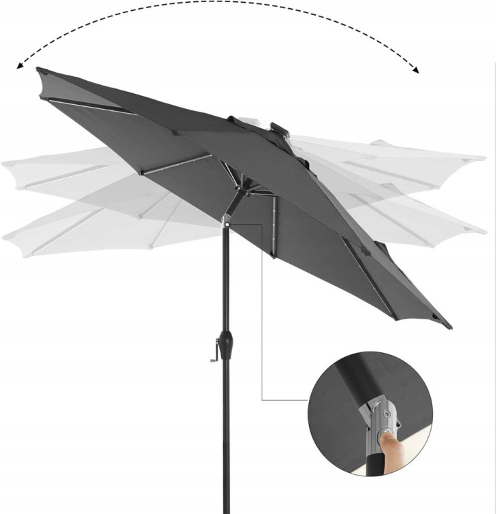 Parasol z oświetleniem solarnym LED szary 270 x 241 cm Songmics