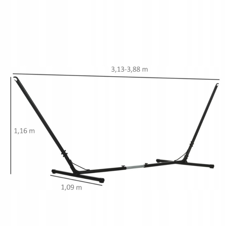 Stojak do hamaka, metalowy, regulowana długość 313-388 cm Outsunny