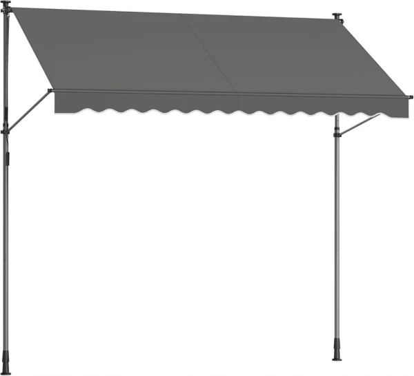 Markiza z regulacją wysokości 300 x 120 cm tkanina, antracytowy szary