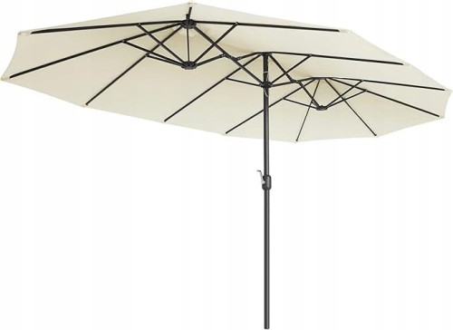Podwójny parasol ogrodowy 460 x 270 cm UPF 50+, z korbą, beżowy SONGMICS