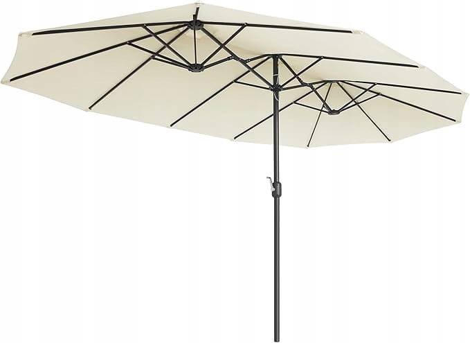 Podwójny parasol ogrodowy 460 x 270 cm UPF 50+, z korbą, beżowy SONGMICS