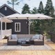 Podwójny parasol ogrodowy 460 x 270 cm UPF 50+, z korbą, beżowy SONGMICS