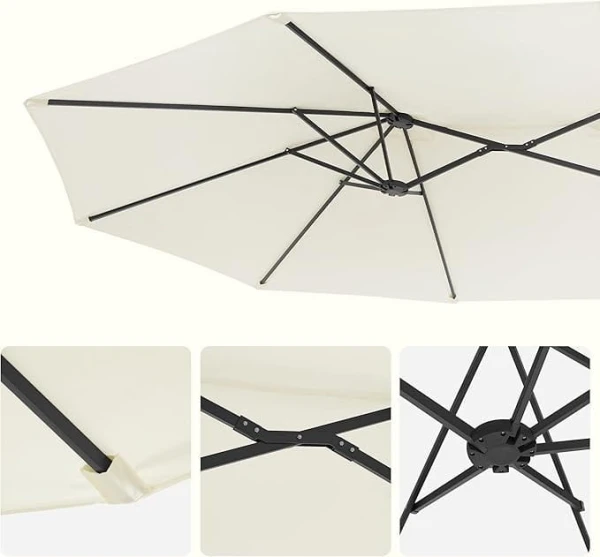 Podwójny parasol ogrodowy 460 x 270 cm UPF 50+, z korbą, beżowy SONGMICS