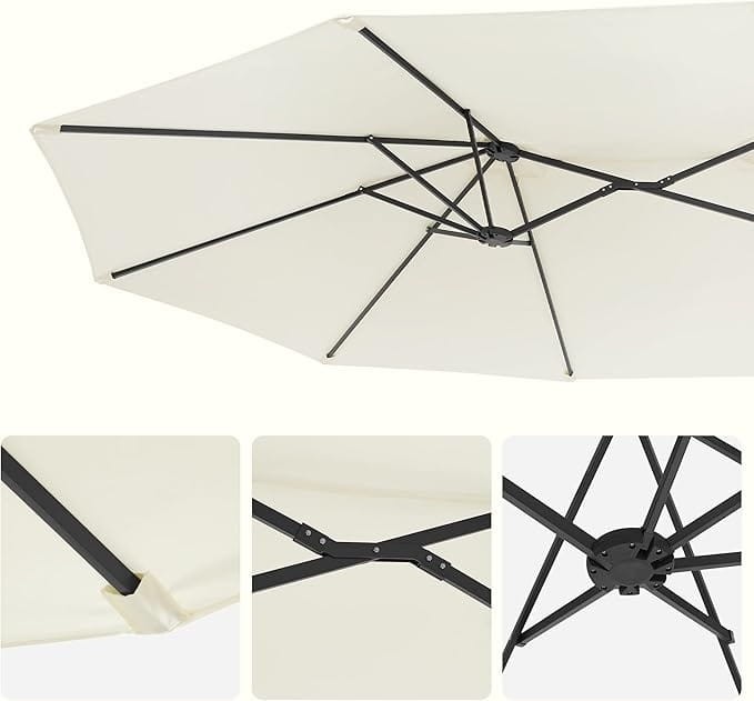 Podwójny parasol ogrodowy 460 x 270 cm UPF 50+, z korbą, beżowy SONGMICS