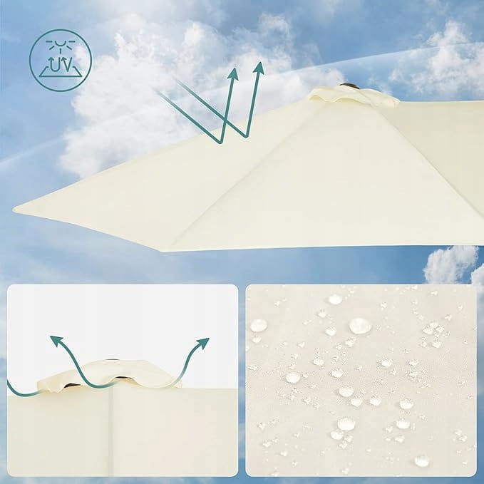 Podwójny parasol ogrodowy 460 x 270 cm UPF 50+, z korbą, beżowy SONGMICS