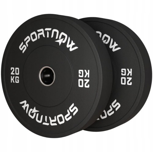 Ciężarek, obciążenie 1 x 20 kg, Standard Olimpijski, Guma, Czarny SPORTNOW