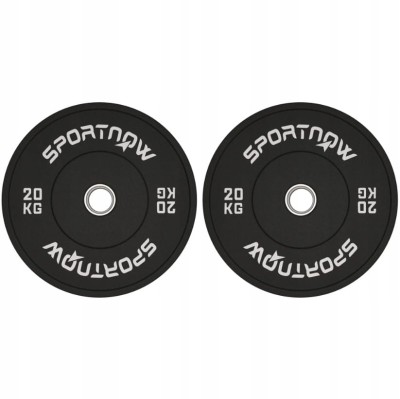 Ciężarek, obciążenie 1 x 20 kg, Standard Olimpijski, Guma, Czarny SPORTNOW