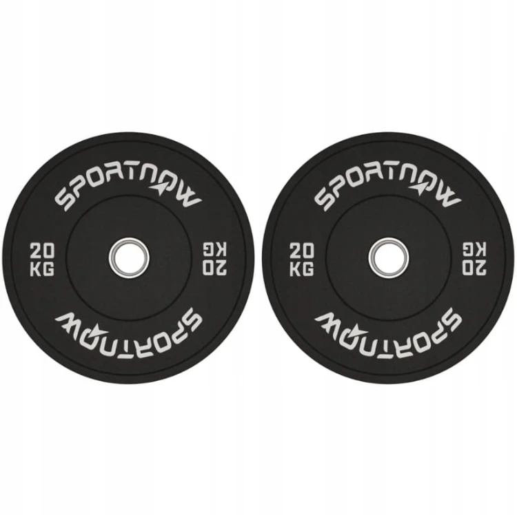 Ciężarek, obciążenie 1 x 20 kg, Standard Olimpijski, Guma, Czarny SPORTNOW