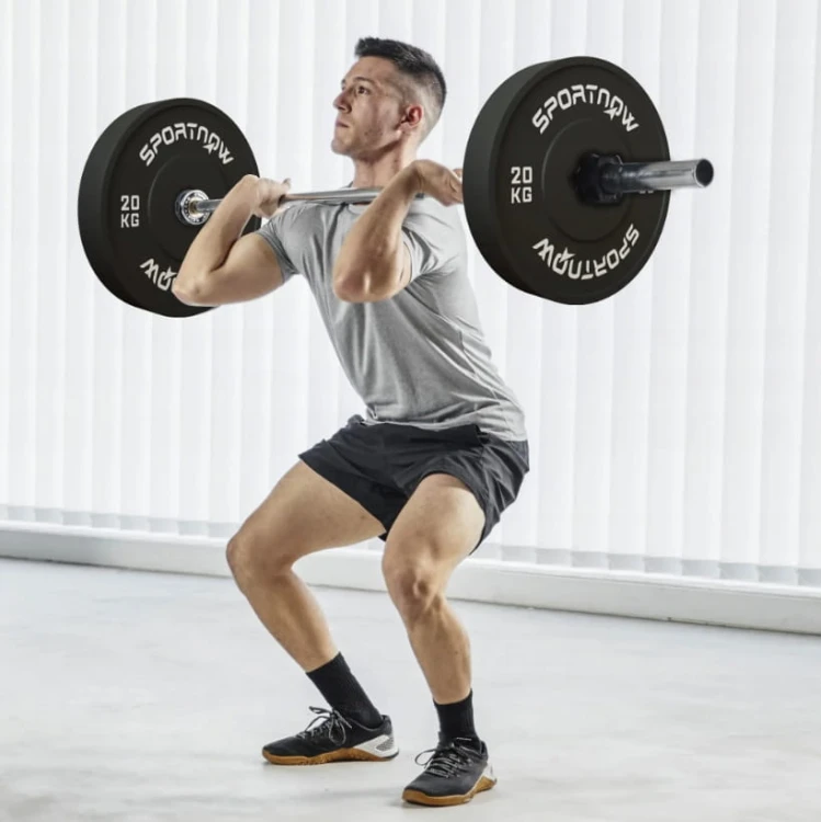 Ciężarek, obciążenie 1 x 20 kg, Standard Olimpijski, Guma, Czarny SPORTNOW