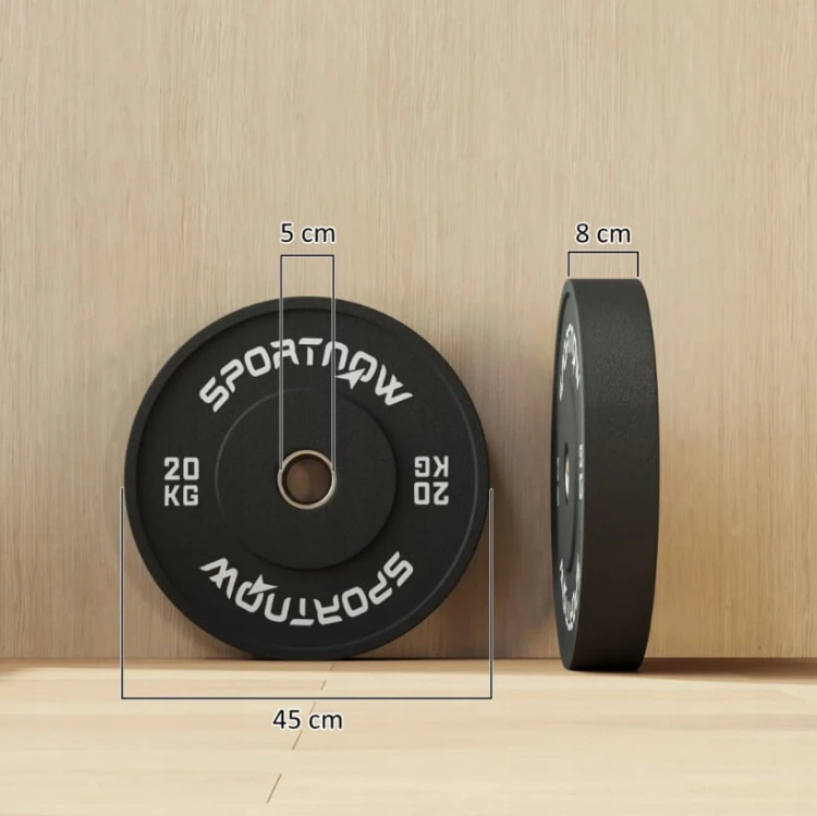 Ciężarek, obciążenie 1 x 20 kg, Standard Olimpijski, Guma, Czarny SPORTNOW