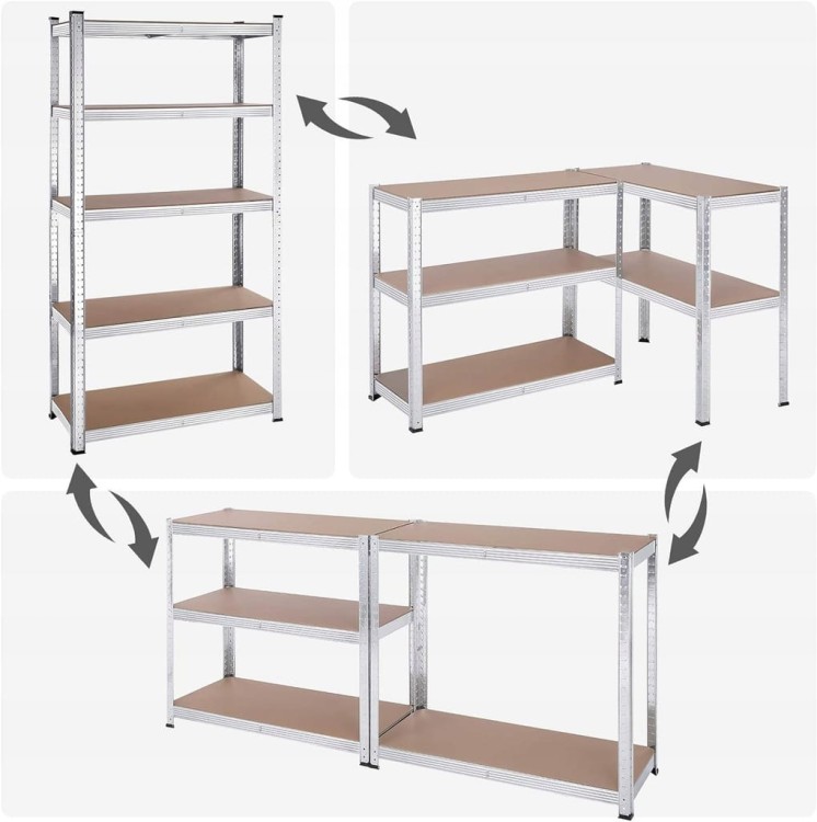 Zestaw 2 x 5-poziomowe regały, do 875 kg, 90 x 180 x 40 cm srebrny SONGMICS