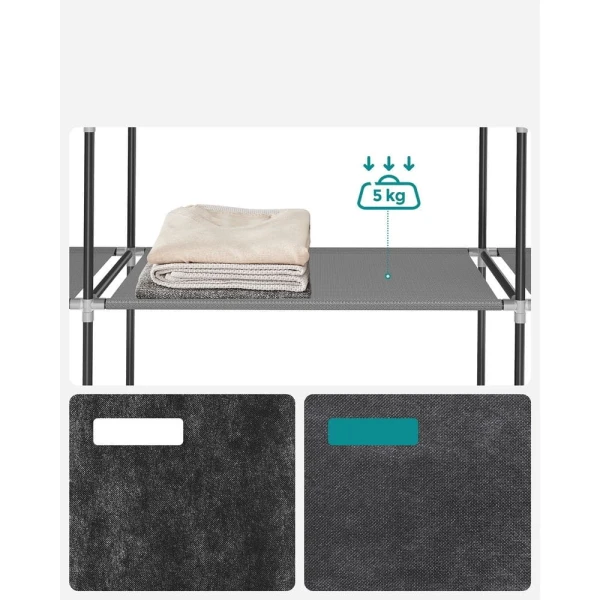 Szafa materiałowa 130 x 167 x 45 cm odcienie szarości SONGMICS
