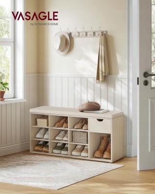 Szafka na buty z siedziskiem i szufladą 104 x 48 x 30 cm beżowy VASAGLE