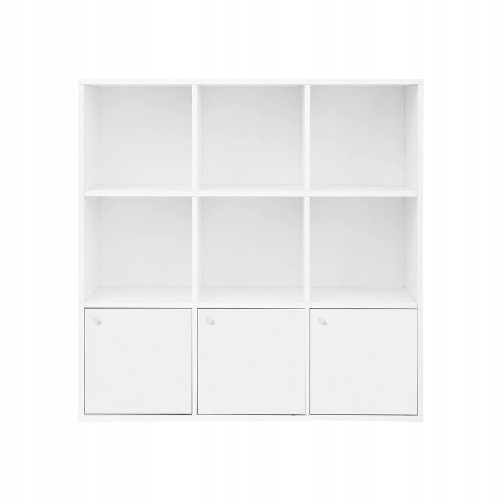 Regał typu cube, 6 półek + 3 szafki, 97,5 x 97,5 x 29 cm, biały VASAGLE