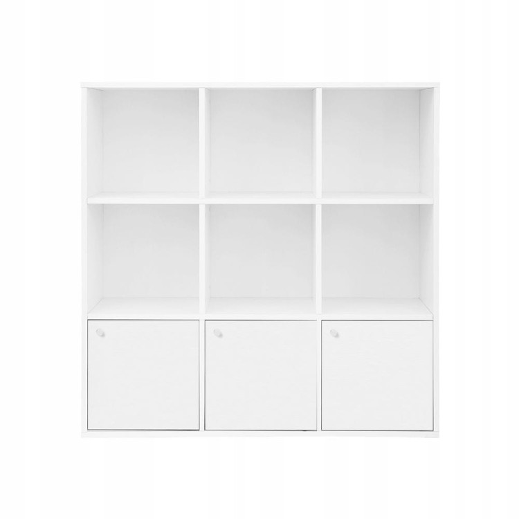 Regał typu cube, 6 półek + 3 szafki, 97,5 x 97,5 x 29 cm, biały VASAGLE