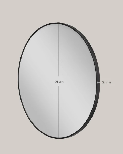 Lustro ścienne 76 cm, okrągłe, czarna metalowa rama SONGMICS