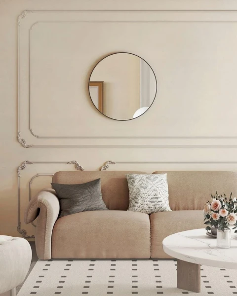 Lustro ścienne 76 cm, okrągłe, czarna metalowa rama SONGMICS