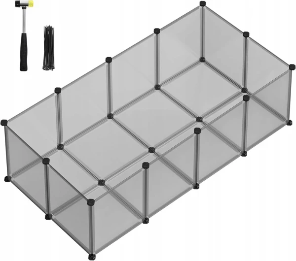 Wybieg dla królików, świnek, gryzoni, 143 x 73 x 46 cm, szary SONGMICS