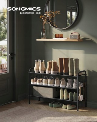 Szafka na buty, 3 półki, 85 x 53 x 28 cm, czarny SONGMICS