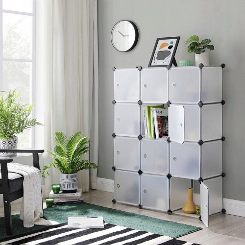 Regał modułowy, system 12 kostek, 93 x 31 x 123 cm, biały SONGMICS