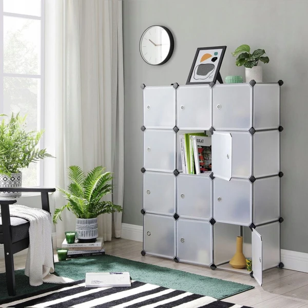 Regał modułowy, system 12 kostek, 93 x 31 x 123 cm, biały SONGMICS