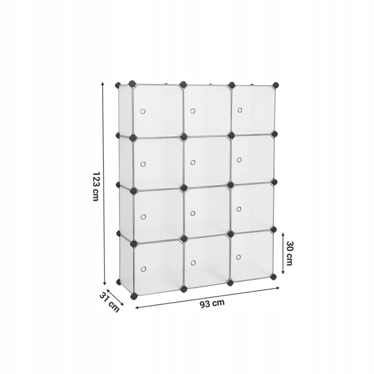 Regał modułowy, system 12 kostek, 93 x 31 x 123 cm, biały SONGMICS