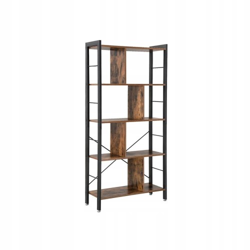 Regał na książki loft 154,5 x 74 x 30 cm, rustykalny brąz, metalowy VASAGLE