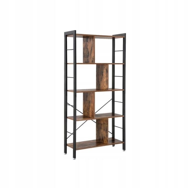 Regał na książki loft 154,5 x 74 x 30 cm, rustykalny brąz, metalowy VASAGLE