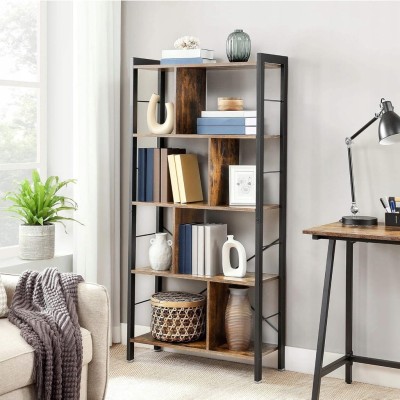 Regał na książki loft 154,5 x 74 x 30 cm, rustykalny brąz, metalowy VASAGLE